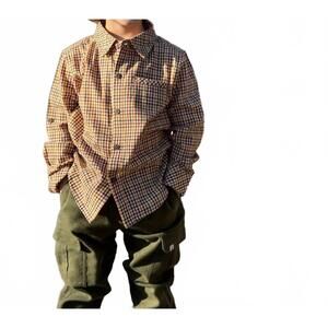 NEW ME & HENRY kid's atwood woven shirt in gold plaid